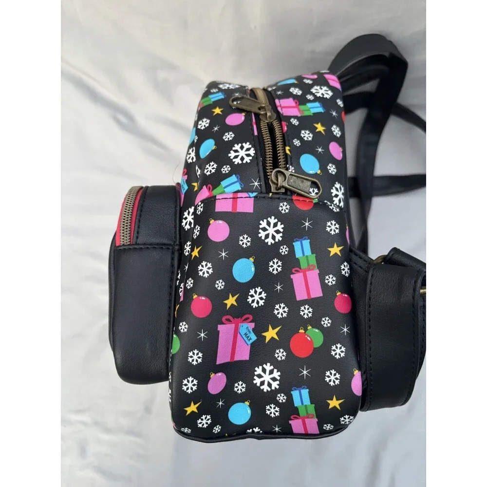 Loungefly Dr. Seuss Grinch Mini Backpack Holiday Christmas Zip Black/Multicolor